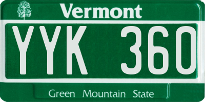 VT license plate YYK360