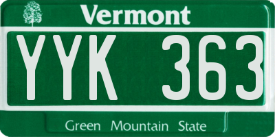 VT license plate YYK363