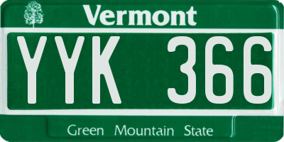 VT license plate YYK366