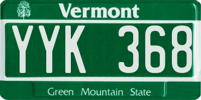 VT license plate YYK368