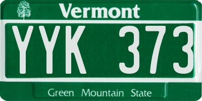 VT license plate YYK373