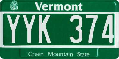 VT license plate YYK374