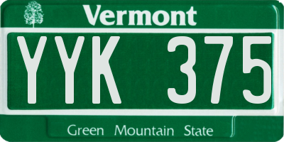 VT license plate YYK375