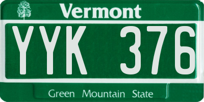 VT license plate YYK376