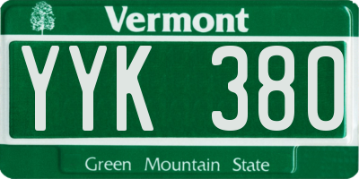 VT license plate YYK380