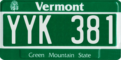 VT license plate YYK381