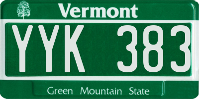 VT license plate YYK383