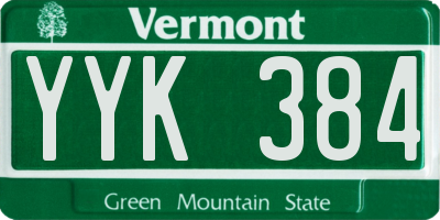 VT license plate YYK384