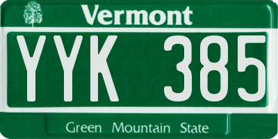 VT license plate YYK385