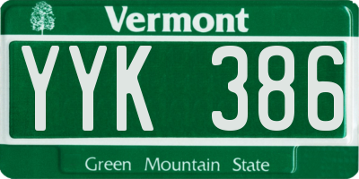 VT license plate YYK386