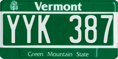 VT license plate YYK387