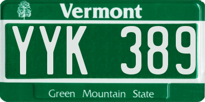 VT license plate YYK389