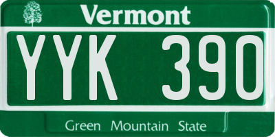 VT license plate YYK390