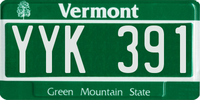 VT license plate YYK391
