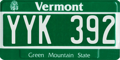 VT license plate YYK392