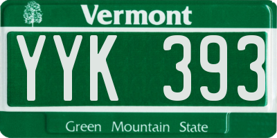 VT license plate YYK393
