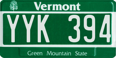 VT license plate YYK394
