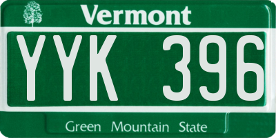 VT license plate YYK396