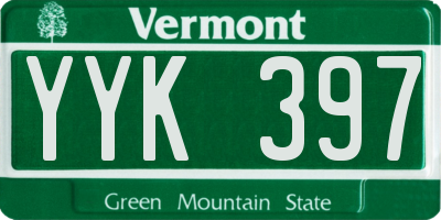 VT license plate YYK397
