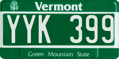 VT license plate YYK399