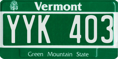 VT license plate YYK403