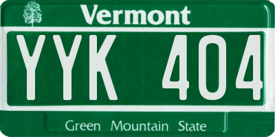 VT license plate YYK404