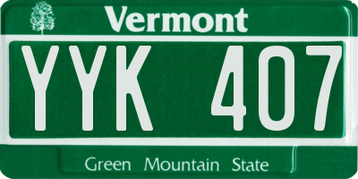 VT license plate YYK407