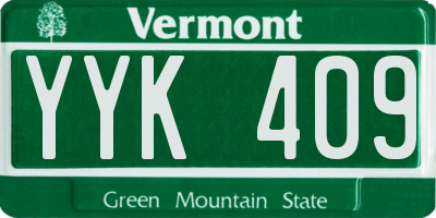 VT license plate YYK409