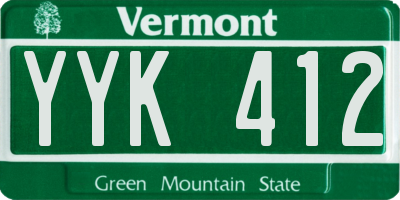 VT license plate YYK412