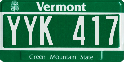 VT license plate YYK417