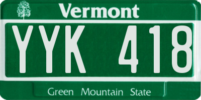 VT license plate YYK418