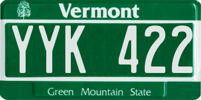 VT license plate YYK422