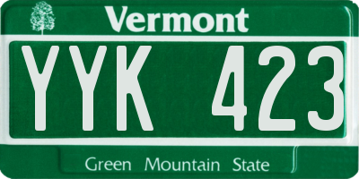 VT license plate YYK423