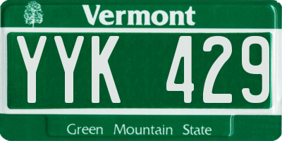 VT license plate YYK429