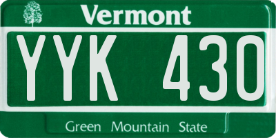 VT license plate YYK430