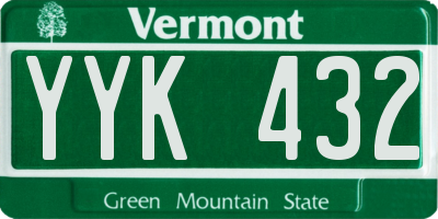 VT license plate YYK432