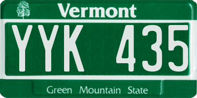 VT license plate YYK435