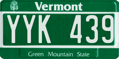 VT license plate YYK439
