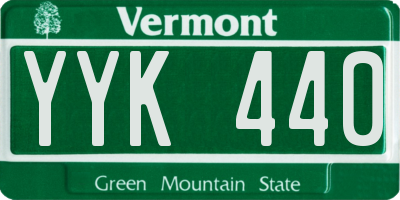 VT license plate YYK440