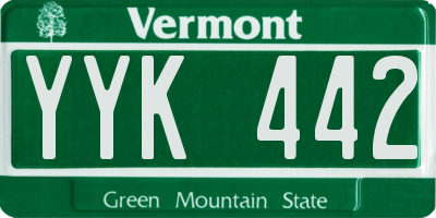 VT license plate YYK442
