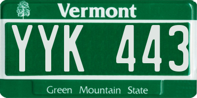 VT license plate YYK443