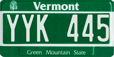 VT license plate YYK445