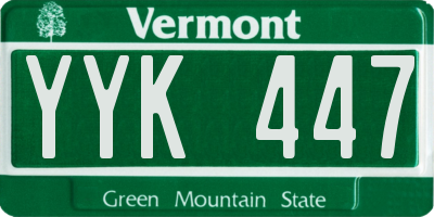 VT license plate YYK447