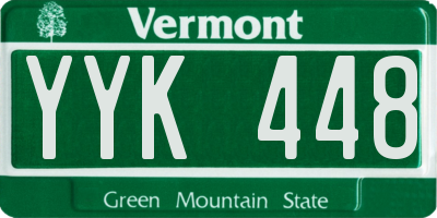 VT license plate YYK448