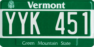 VT license plate YYK451