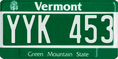 VT license plate YYK453