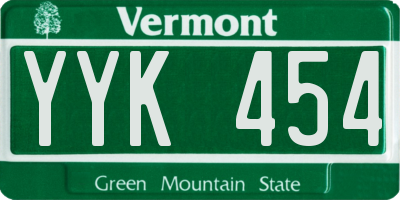 VT license plate YYK454