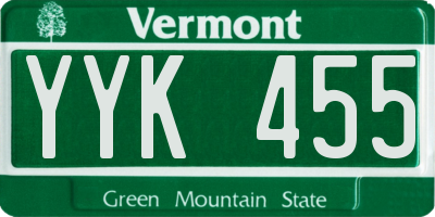 VT license plate YYK455