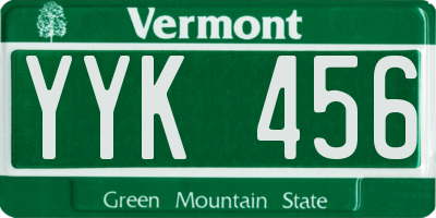 VT license plate YYK456