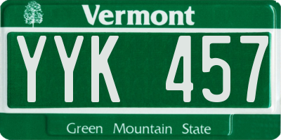 VT license plate YYK457